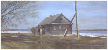 Старый дом у Волги | картон, масло 40Х80