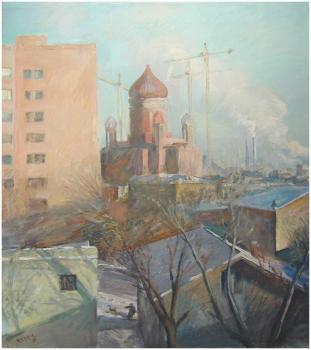 Восстановление храма | холст, масло 100Х80